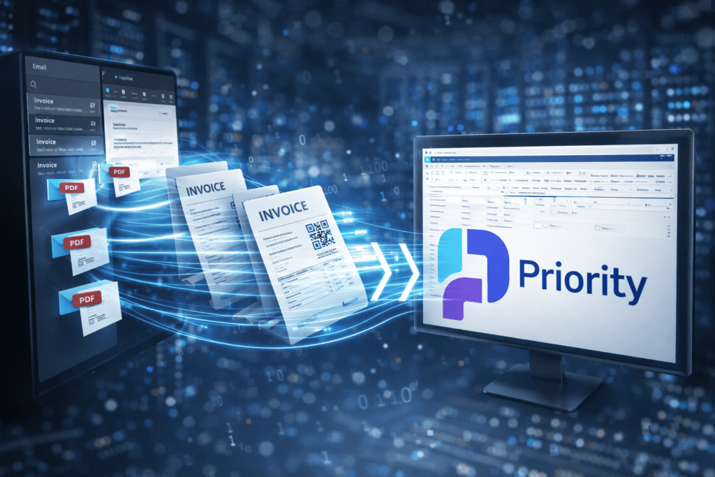 טעינת חשבוניות אוטומטית מהמייל לפריוריטי